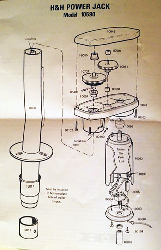 H & H Power Jack 10590 Parts Page